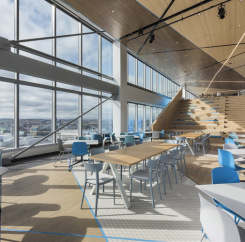 Cafeteria with seating on stairs