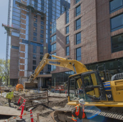 Construction site with active digging