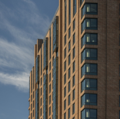 Corner windows offer 90 degree views of Boston