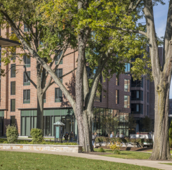Landscaping gives the campus a polished look