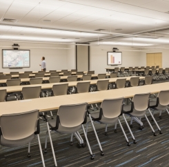Conference room set up as a classroom