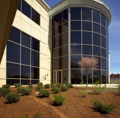 Front elevation with curved windows
